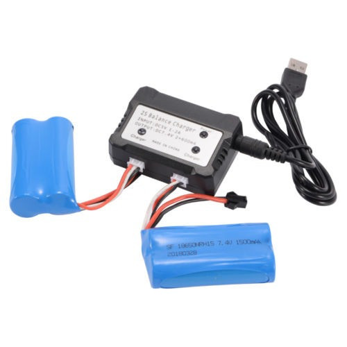 2pcs 7.4v 1500mah Batería De Repuesto + 2 En 1 Cargador Para 0