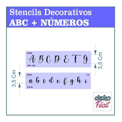 Stencil Decorativo Abc+números 3,5cm Altura De La Fuente 1