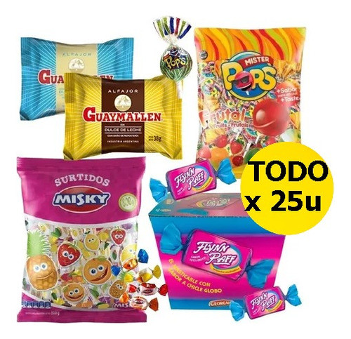Combo Golosinas Cumpleaños 25 Chicos Fiestissima Liniers 0