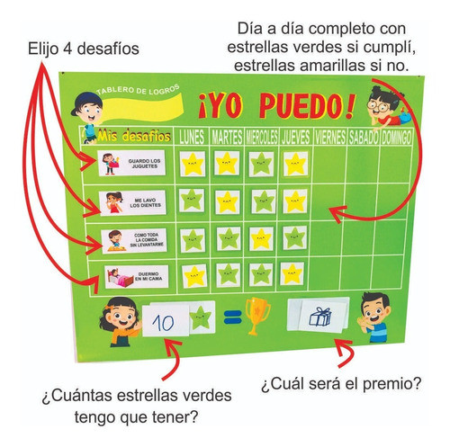Tablero De Logros Yo Puedo. Hábitos Y Rutinas. Magnético. 1