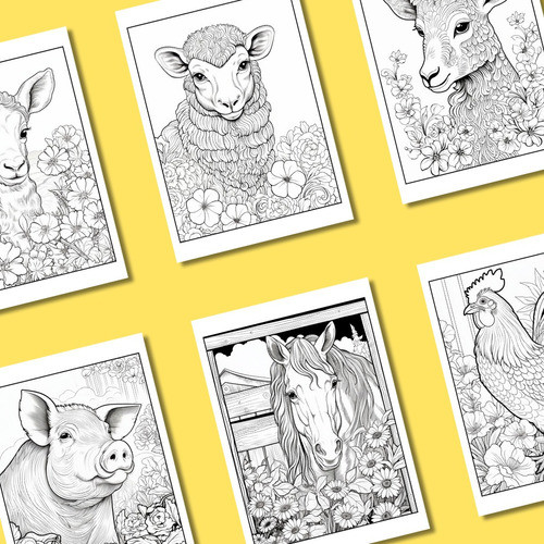 Libro Digital Animales De Granja Para Colorear 100páginas 1