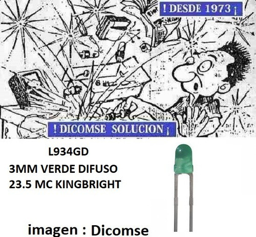 L934gd L934 Led 3mm Verde Dif 23.5 Mc Kingbright Opl934gd 0
