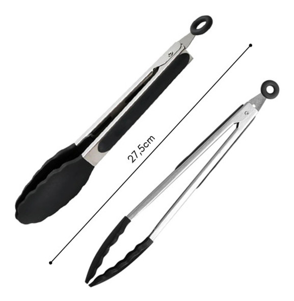 Pegador De Churrascos Inox E Silicone Preto 27,5cm Mimostyle 1