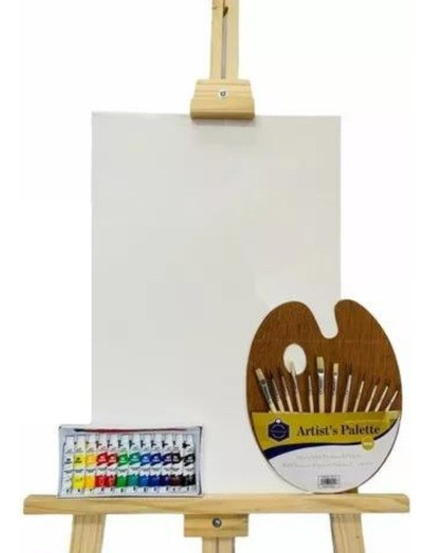 Kit Artistico Atril Bastidor Acrilicos Pinceles 0