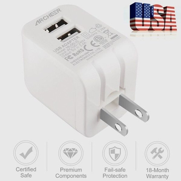 Archeer 12w / 2.4a 2 Puerto Dual Usb Inicio Viaje Pared Carg 1