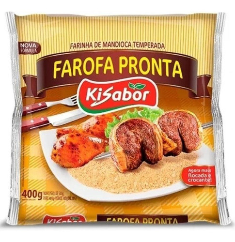 Farofa Pronta Temperada Kisabor 400gr - Kit Com 4 0