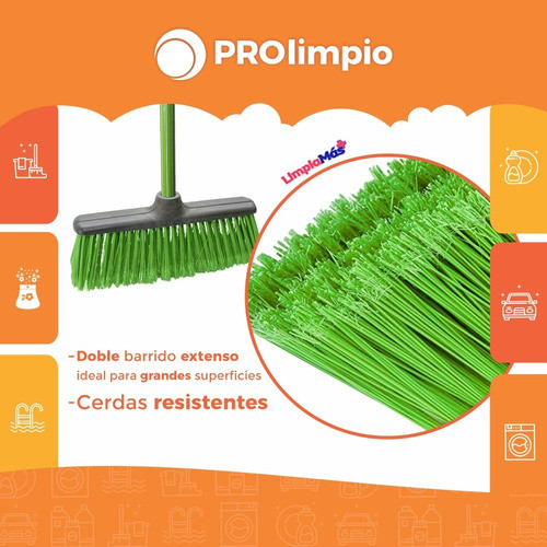 Escoba Doble Barrido Con Cabo Limpiamás - Prolimpio 1