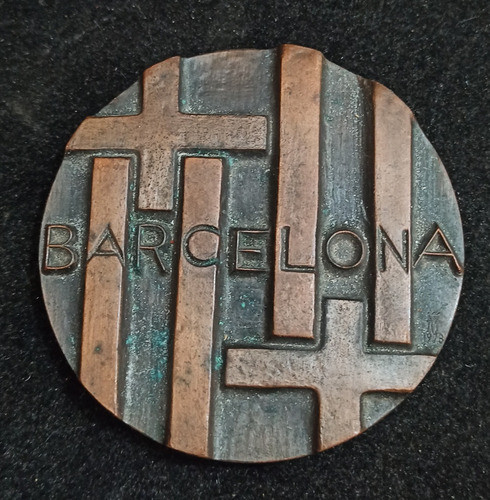 Medalla De Cobre Alto Relieve Ciudad De Barcelona Subirachs 0