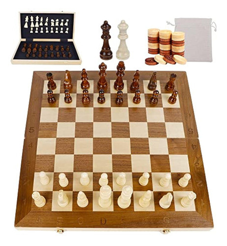 Juegoal Juego De Ajedrez Y Damas De Madera De 17 0
