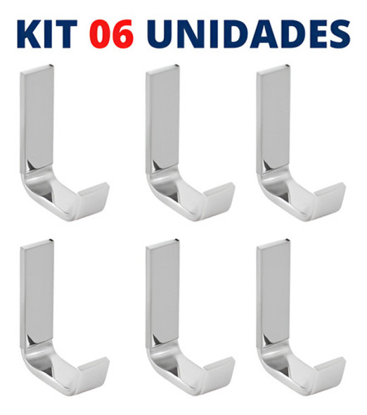 Kit 6 Porta Toalheiro Cabide Metal Para Banheiro Quadrado 1