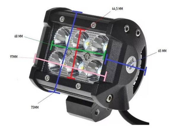 Par Faros Auxiliares 18w 6 Led Cree Autos Motos - Xp Moto 1