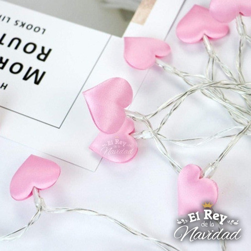 Guirnalda Luces Led Calida A Pila Corazones Encantados Rosas 1