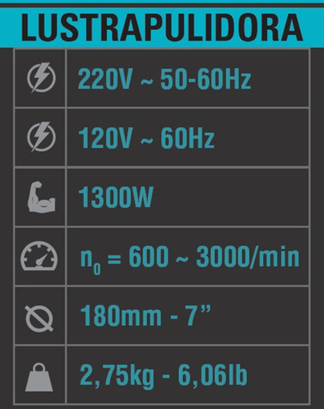 Lustra Pulidora Energy 1350w Capacidad 180mm 7'' Ps180 1