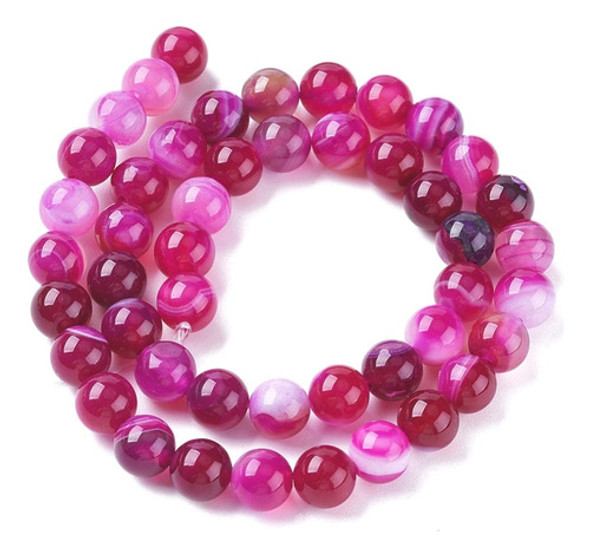 Tira De Piedra Natural Ágata Fucsia Rayada 6 Mm 0 Tira De Piedra Natural Ágata Fucsia Rayada 6 Mm 0