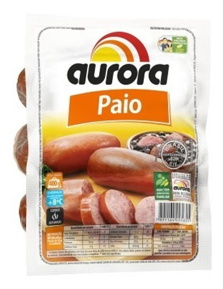 Kit C/2 Linguiça Aurora Paio Defumada 400g 1