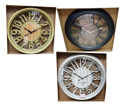 Reloj De Pared Redondo Living Numeros Grandes En 3 Diseños 0