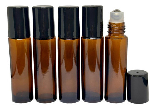 05 Frascos Vidro Âmbar Rollon 10ml Premium Vidro Grosso 0