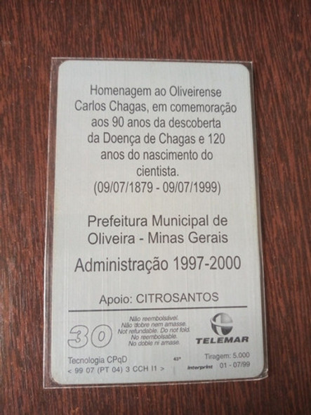 Cartão Telefonico Mídia Rara Carlos Chagas 1