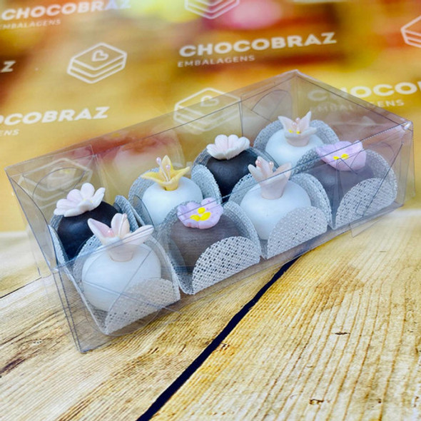 10 Caixa P/ 08 Doces Acetato Incolor 5030 8x16x4 1