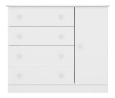 Cômoda Para Quarto Bebê Alegria Baby Com 4 Gavetas 1 Porta 0