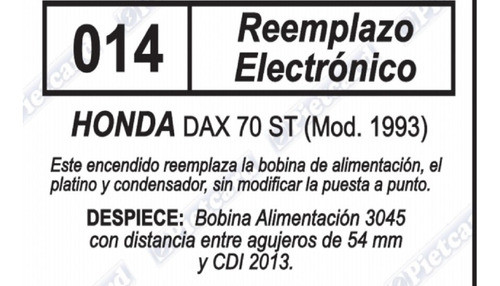 Elimina Platino Honda 70 (cdi + Bobina) Pietcard Argentina 1