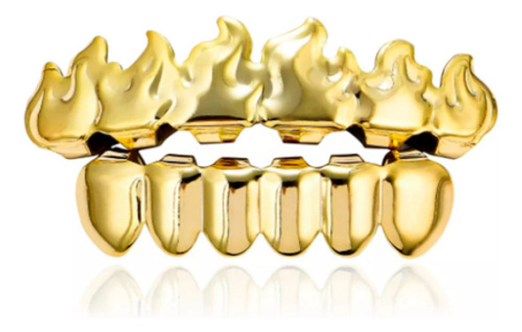 Parrilla Para Dientes Grillz Fire Flame Dorado 0