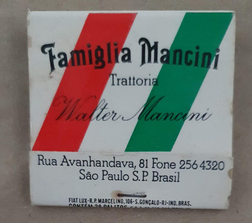 Caixa De Fósforo Antiga Famiglia Mancini Trattoria - Walter 1