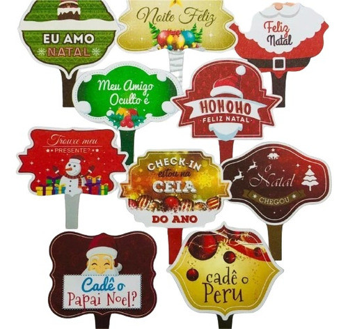 Placas Divertidas Para Natal - Pacote Com 10 Placas. 0