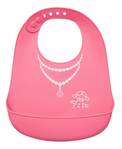 Babador Silicones Bebê +3m C/ Bolso Coletor Rosa Social Buba 0