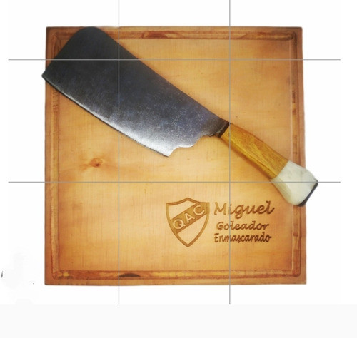 Kit Parrillero Set Asador Tabla Madera Personalizada Hacha 0