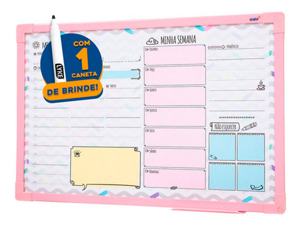 Planner Semanal Parede 60x40cm Planejador Chevron + Caneta 0 Planner Semanal Parede 60x40cm Planejador Chevron + Caneta 0