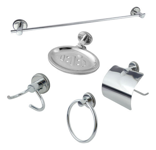 Kit Para Banheiro Stander Em Aço Inox 5 Peças Cromado Metal 0