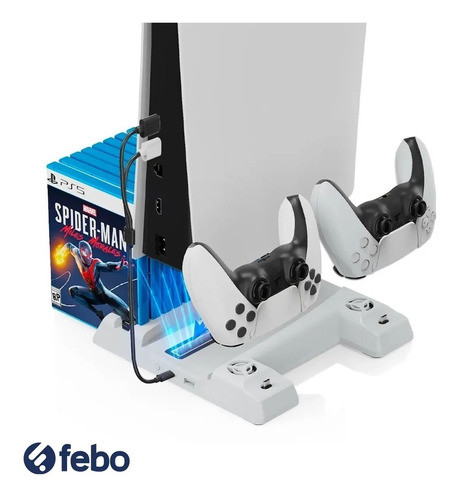 Stand Base Carga 3 En 1 Ventilación Playstation 5 Ps5 Febo 1