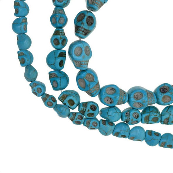 Fio Pedra Legitima Howlita Caveira Turquesa 8mm P/artesanato 0 Fio Pedra Legitima Howlita Caveira Turquesa 8mm P/artesanato 0