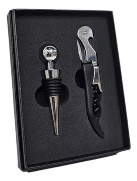 Set De Accesorios Vino En Caja Sacacorcho + Tapon Regalo 0