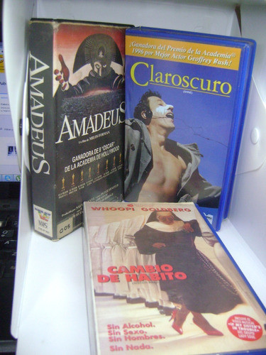 3 Peliculas Vhs Amadeus,claroscuro Y Cambio De Habito 5.2 0