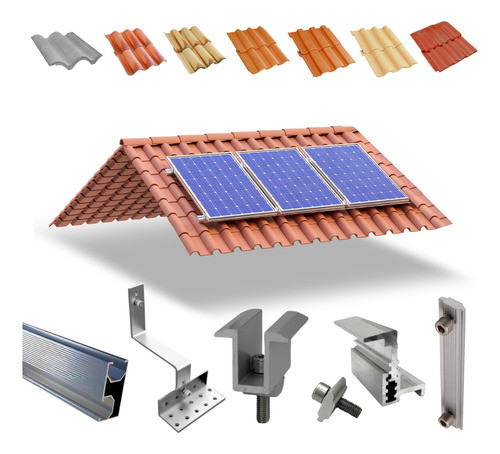 Kit Estrutura Linha C 1,20m P/ 3 Placas Solar Telha Colonial 0