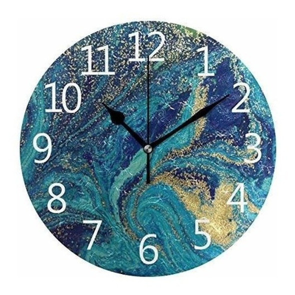 Reloj De Pared Suabo Numeros Arabigos Diseño Marmol Azul 0 Reloj De Pared Suabo Numeros Arabigos Diseño Marmol Azul 0