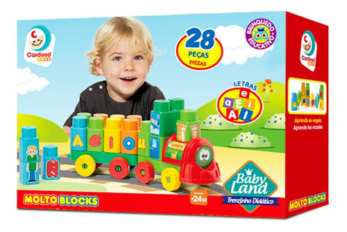 Brinquedo Infantil Cardoso Trenzinho 28 Blocos De Montar 0