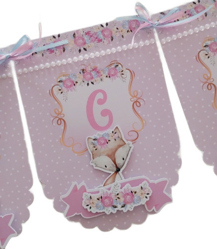 Banderines Personalizados 3d Animalitos Bosque Shabby Chic 0