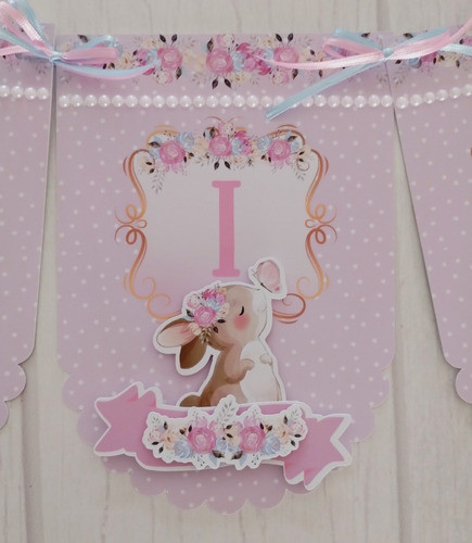 Banderines Personalizados 3d Animalitos Bosque Shabby Chic 1