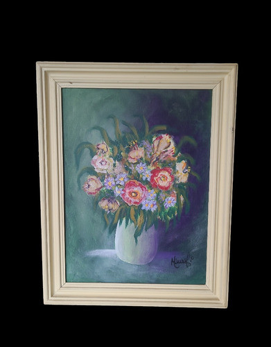 Mauro Scaramuzza Filho Quadro Óleo S Tela Flores 48x38 Cm 1