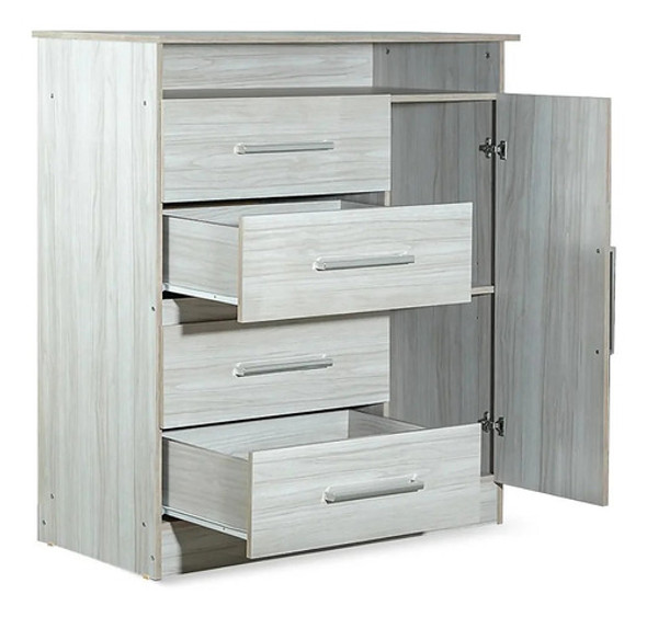 Cómoda Máximo Tv Melamina 1 Puerta 4 Cajones Marfil 1