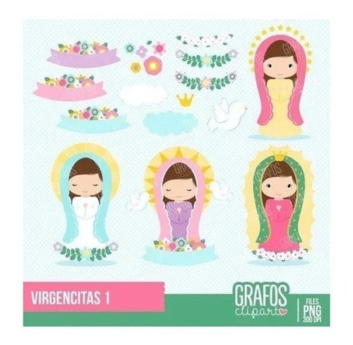 Pack Imágenes Clipart Estampita Virgencita Virgen + 0