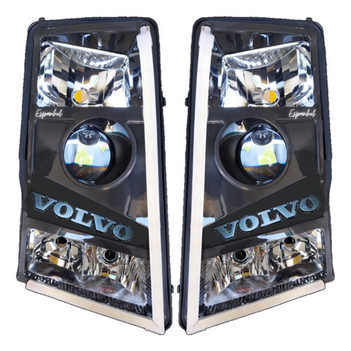 Kit Led Drl Com Seta Sequencial E Capas Difusoras Volvo Fh12 0