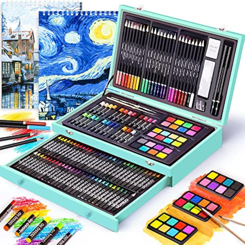 Juego De Arte De Lujo De 145 Piezas Con 2 Blocs De 0