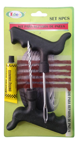 Kit Reparo De Pneu Automotivo C/8 Peças + 10 Unidades Refil 0
