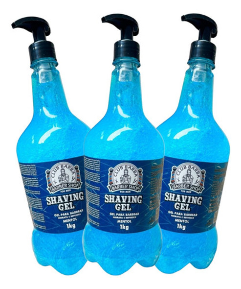 3x Shaving Gel Mentolado P/ Barbear E Acabamento 1l Barbeiro 0 3x Shaving Gel Mentolado P/ Barbear E Acabamento 1l Barbeiro 0