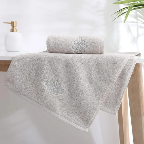 Yiluomo Super Thick Luxury Light Grey Hand Towel Set De 2 Bo 1