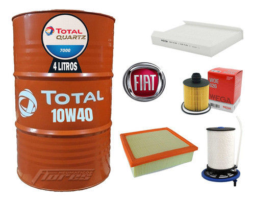 Cambio Aceite 10w40 4l + Kit Filtros Fiat Toro 2.0 Multijet 0